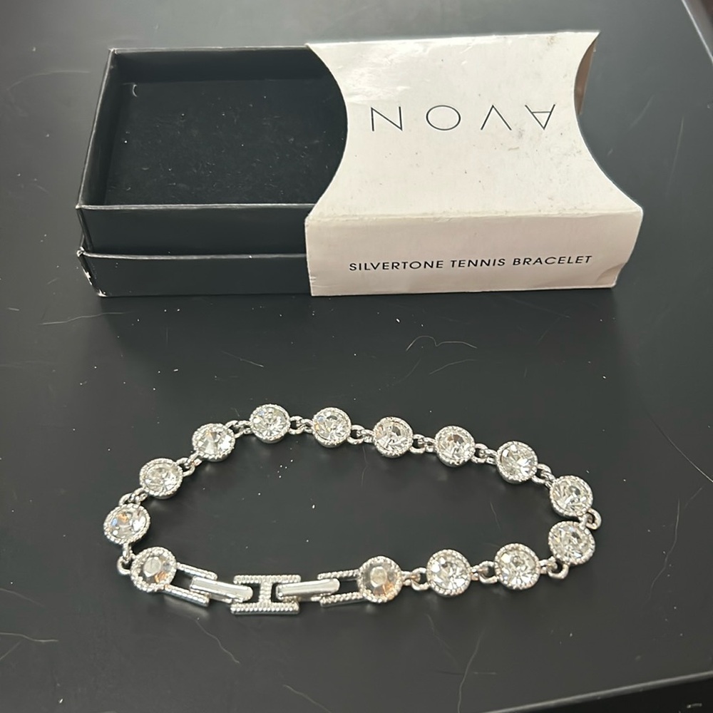 Avon Silvertone Tennis Bracelet